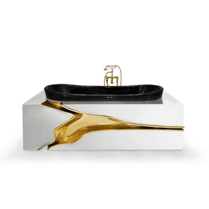 Bañera independiente de hidromasaje dorada de acero inoxidable con juego de accesorios